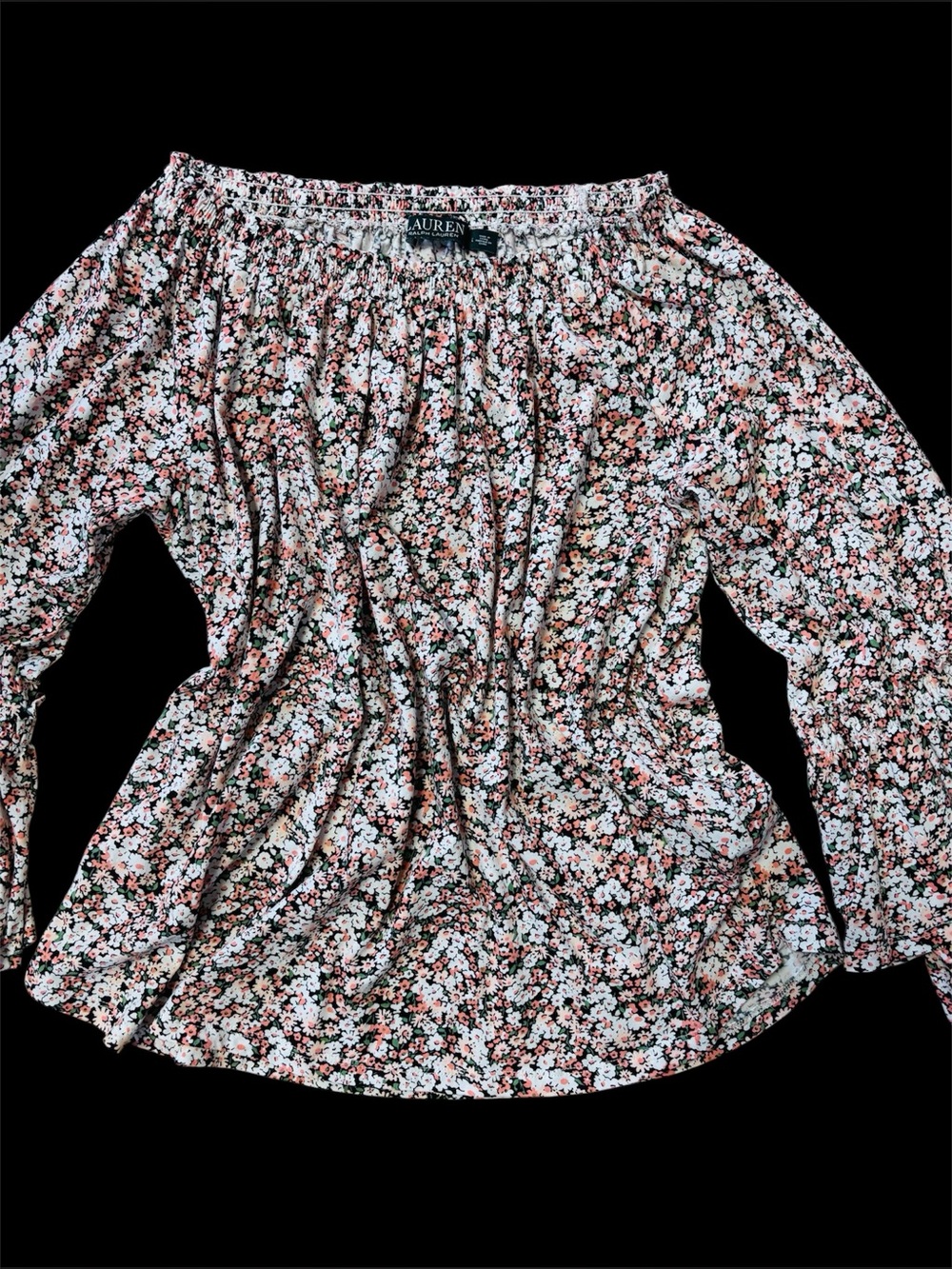 Lauren Ralph Lauren Boho Micro Floral Jersey Blouse Large